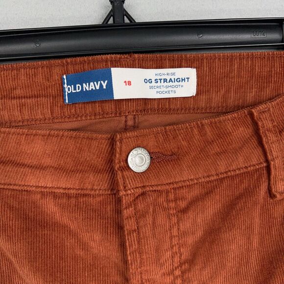 Old Navy Pants Womens 18 Brown High Rise OG Straight Corduroy Academia Preppy - Picture 4 of 16